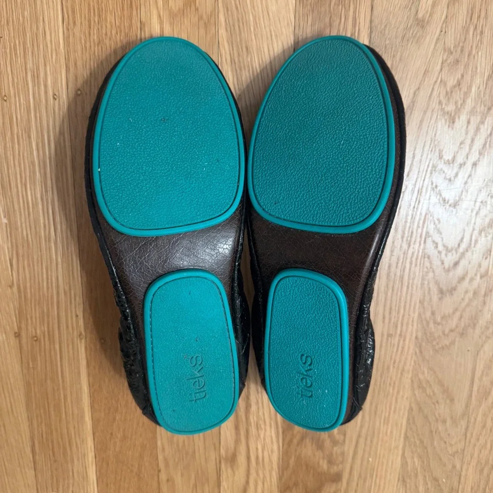 Tieks by Gavrieli Obsidian Black Leather Ballet Flats Size 12 w/box bag & flower
